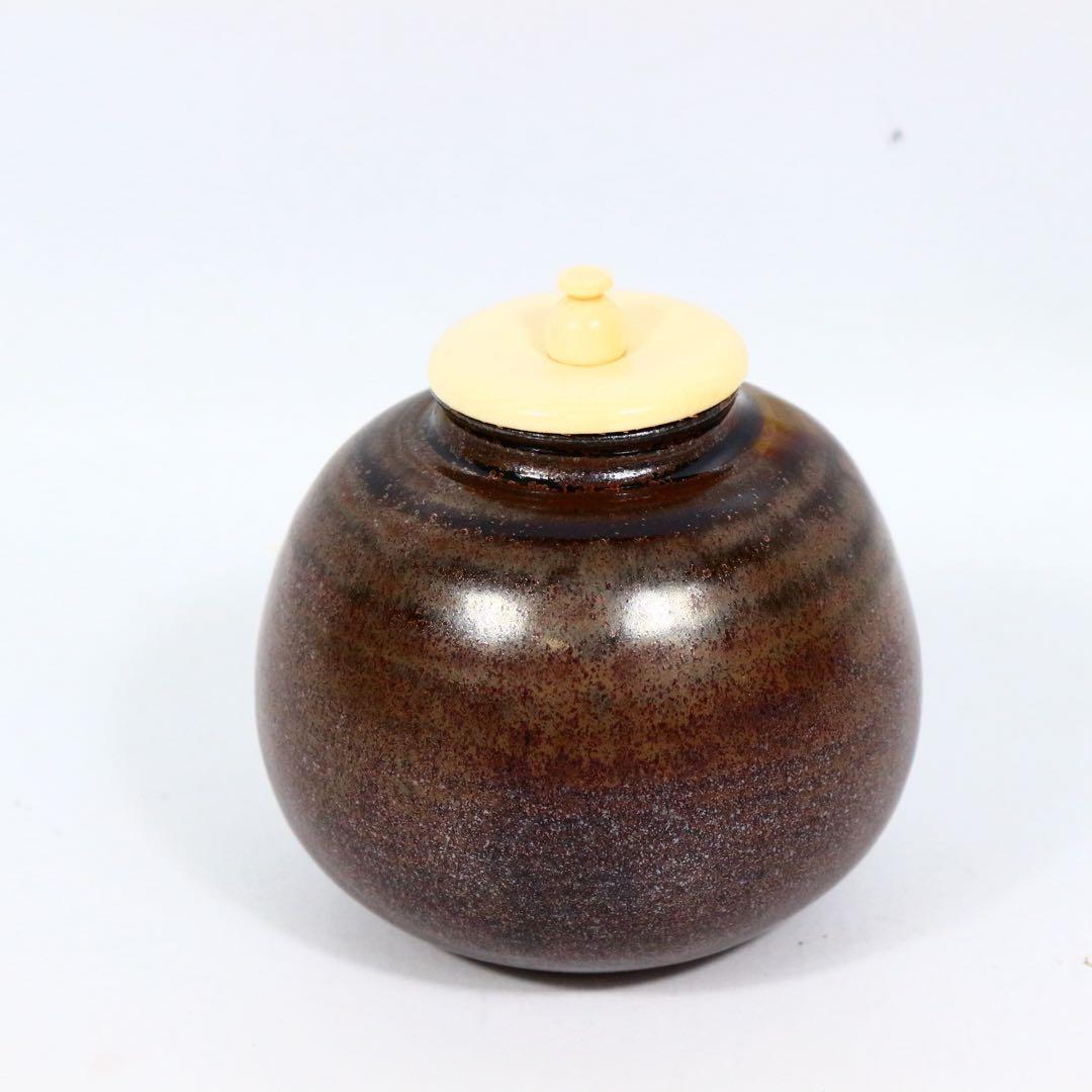 笹田有祥 京焼 模 京極茄子 茶入 緞子 西陣織 共箱　茶器 茶道具 唐物