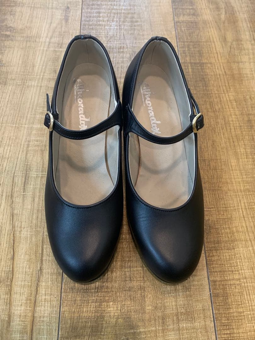 フラメンコシューズ　黒 37.5 幅広