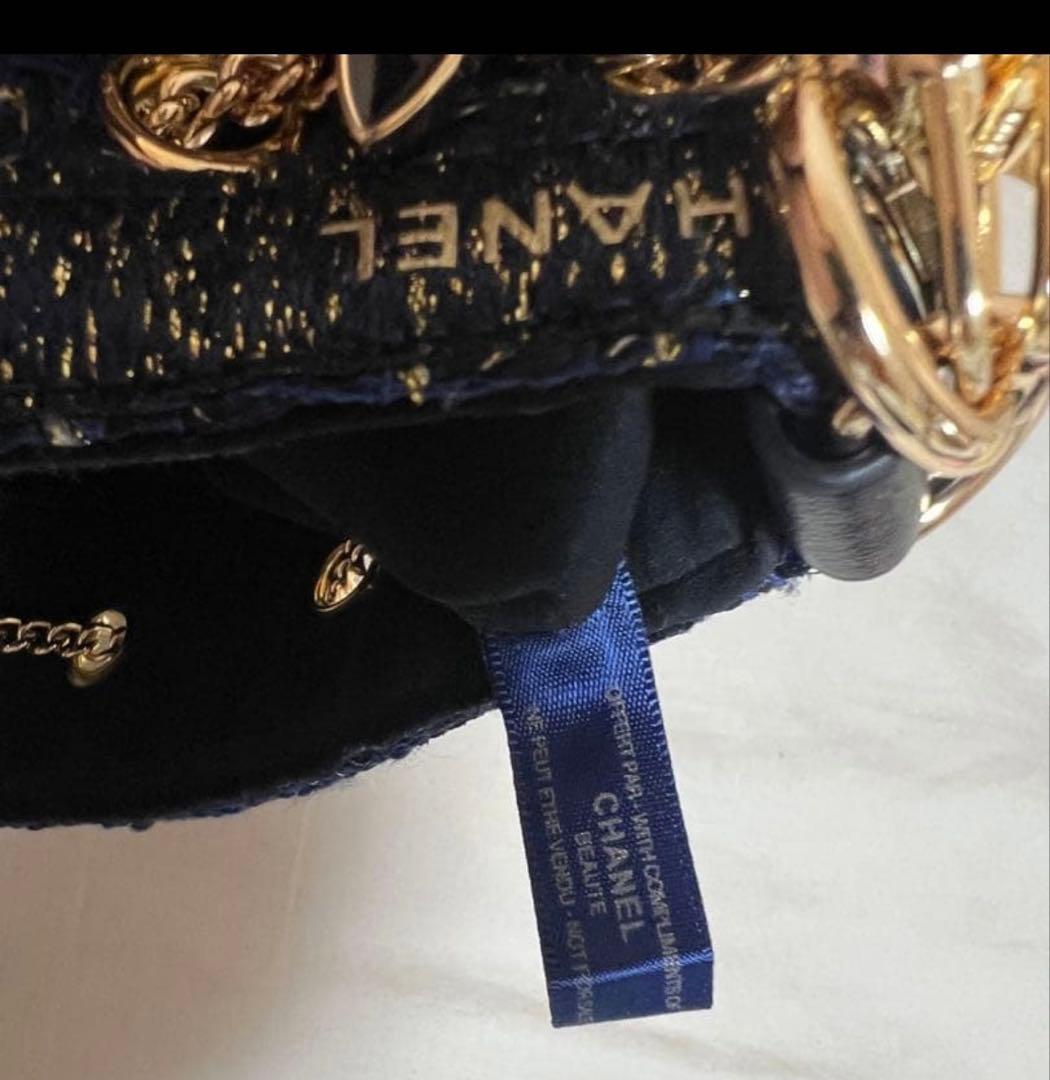 希少シャネル CHANEL ネイビーラメ 巾着ショルダーバッグ ノベルティ品