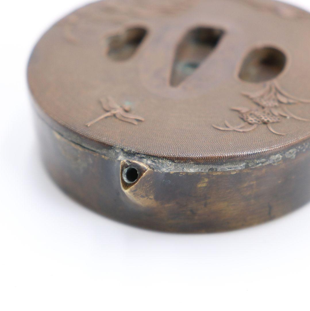 石黒政美造 水滴 草花虫紋 魚子彫 書道具　V62　1F28