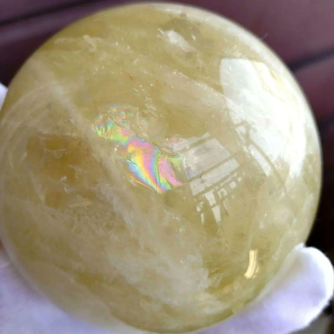 ☆きらりchan☆ 【割引特価】シトリン丸玉　1.5Kg（木製台座付き）