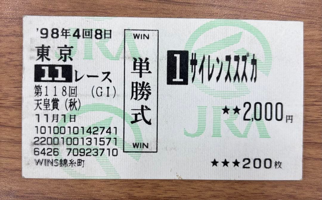 サイレンススズカ 118回天皇賞（秋）単勝券