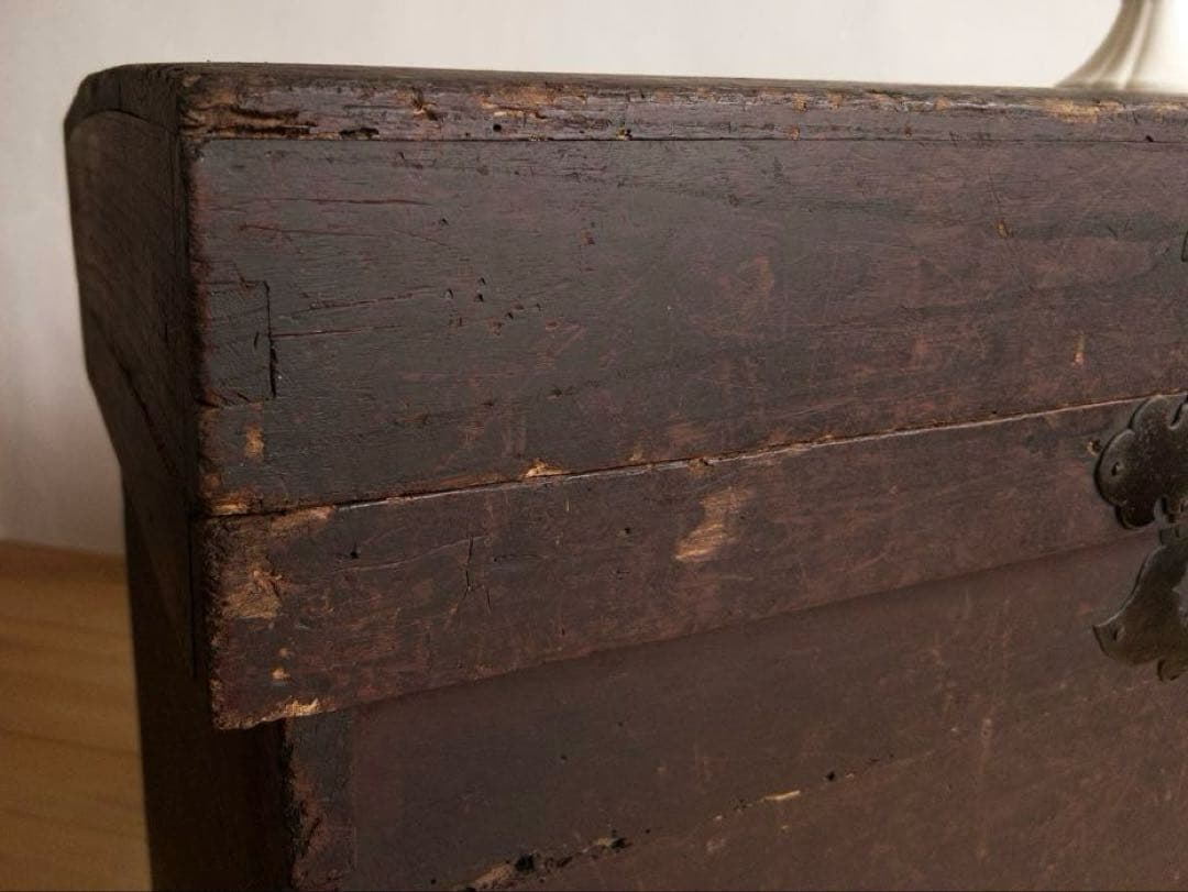 大型　無垢　木箱　M066 高さ約73㎝　店舗什器　ディスプレイ台　古道具