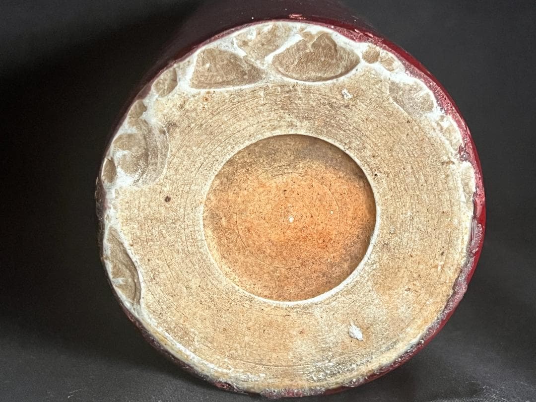 【海】中国美術　清代期　辰砂釉　筆筒　骨董品　時代品　美術品