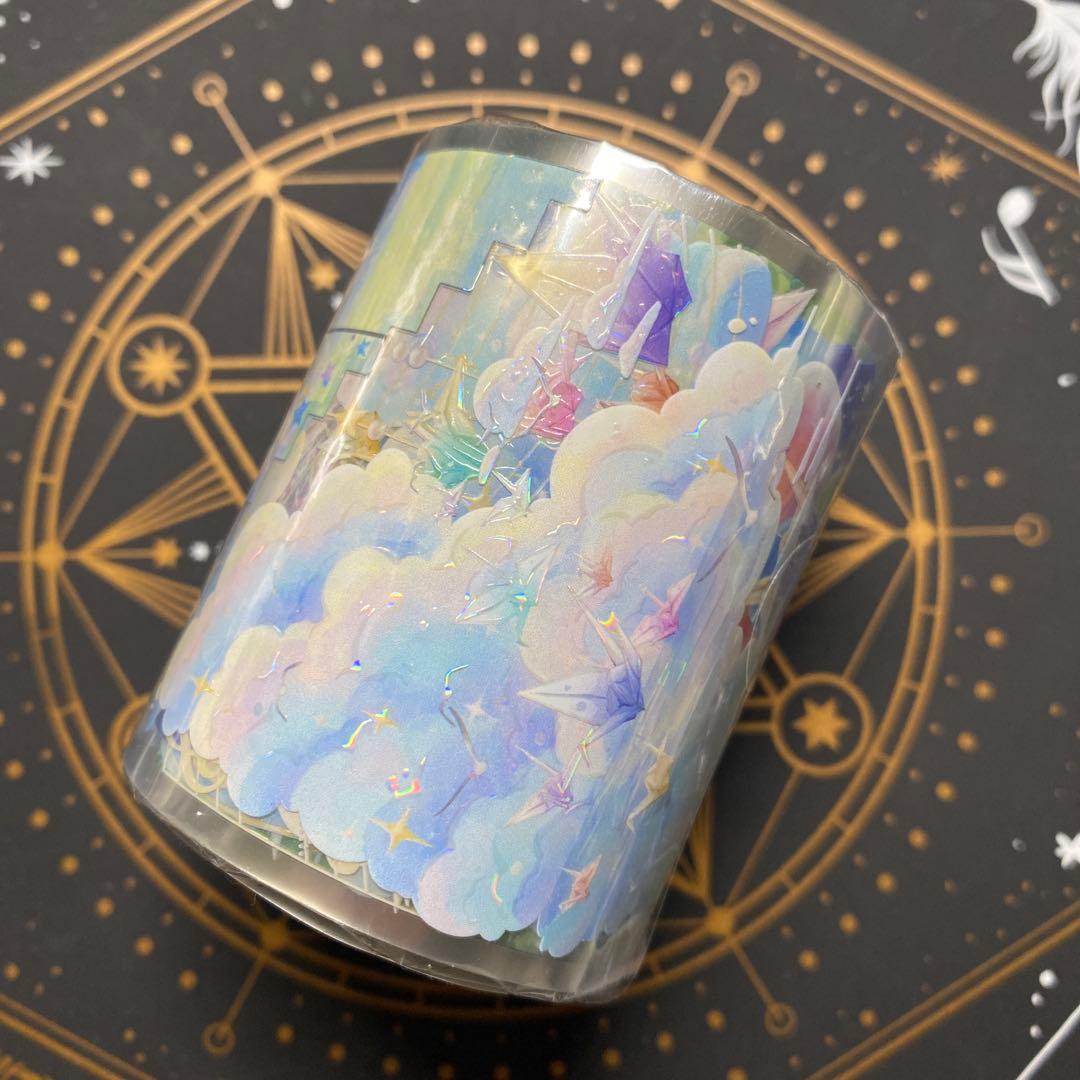 【8901】海外　マステ　3/5/巻　貝殻光マスキングテープ　虹　空　折り鶴