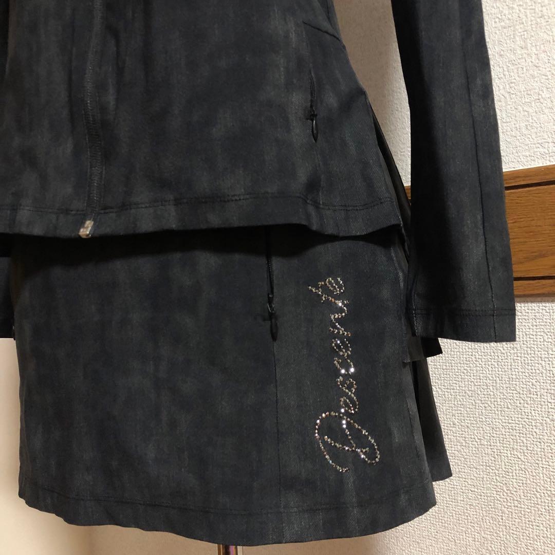 デサントゴルフ セットアップ リュクス ジャージージャケット スカート ブラック