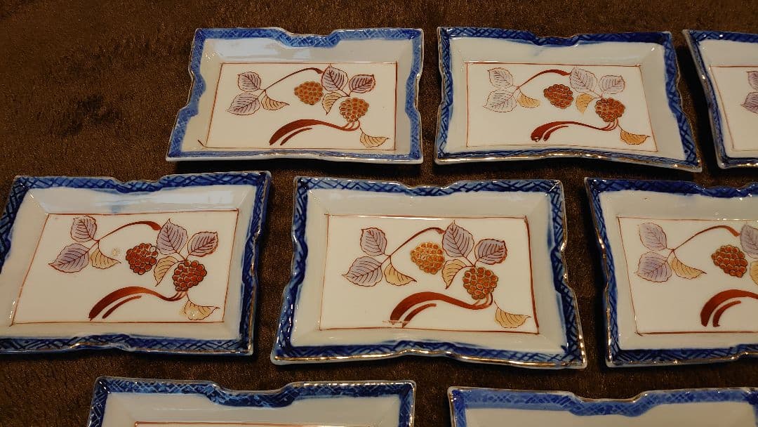 古伊万里　伊万里　色絵　角皿　菓子皿　１０客