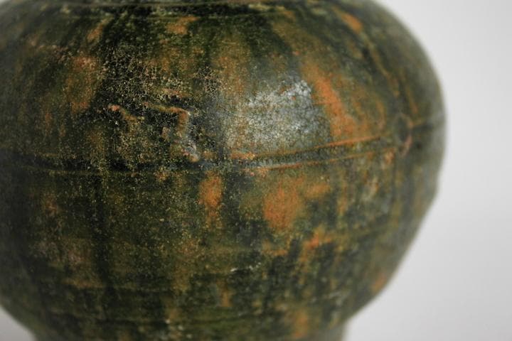 漢 緑釉 壺 銀化 中国美術