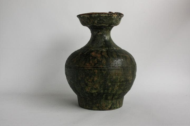 漢 緑釉 壺 銀化 中国美術