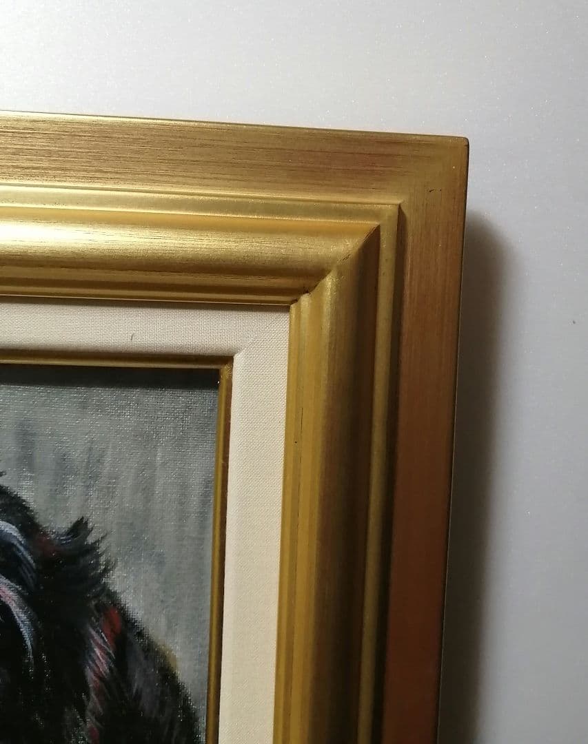 絵画　アクリル絵　キャンバス　額縁 動物　犬　原画