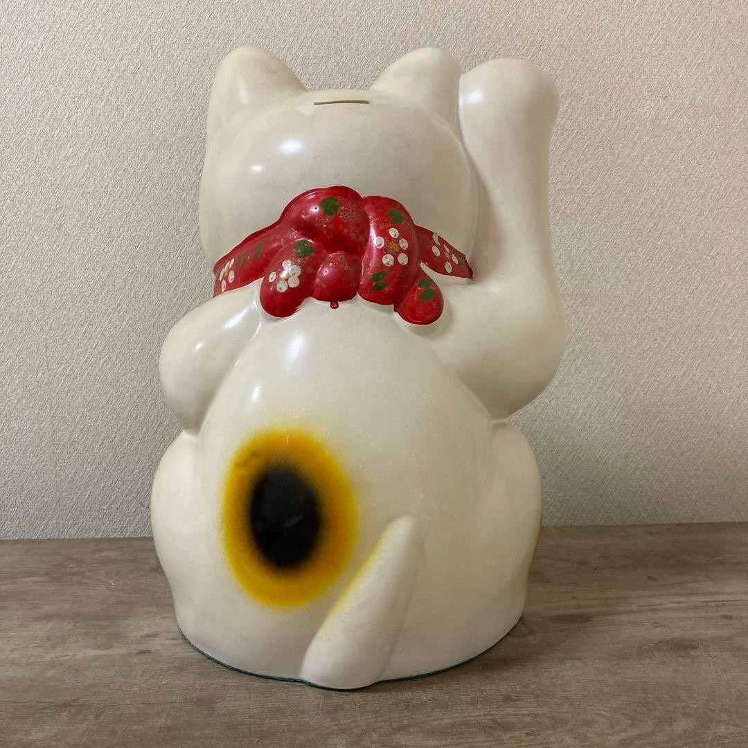 ・特大　古い招き猫　招福置物　貯金箱　千万両縁起物〈検 常滑焼　七福神　薬師窯