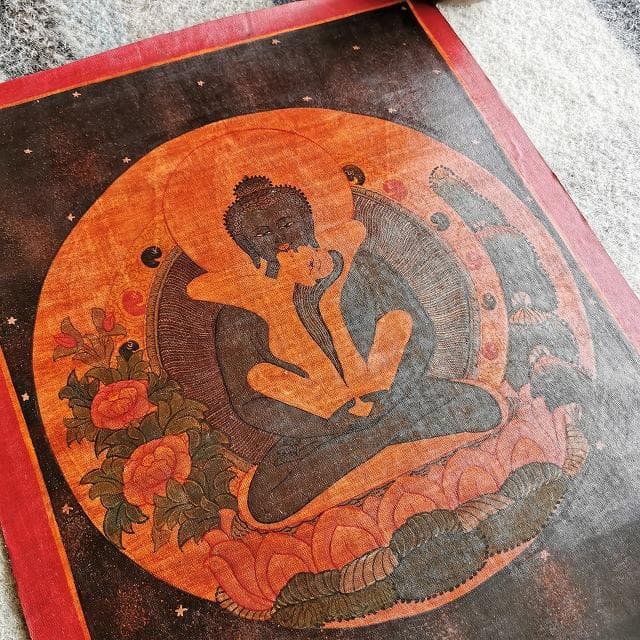 普賢菩薩　ヤブユム　歓喜仏　男女両尊：　タンカ　仏画