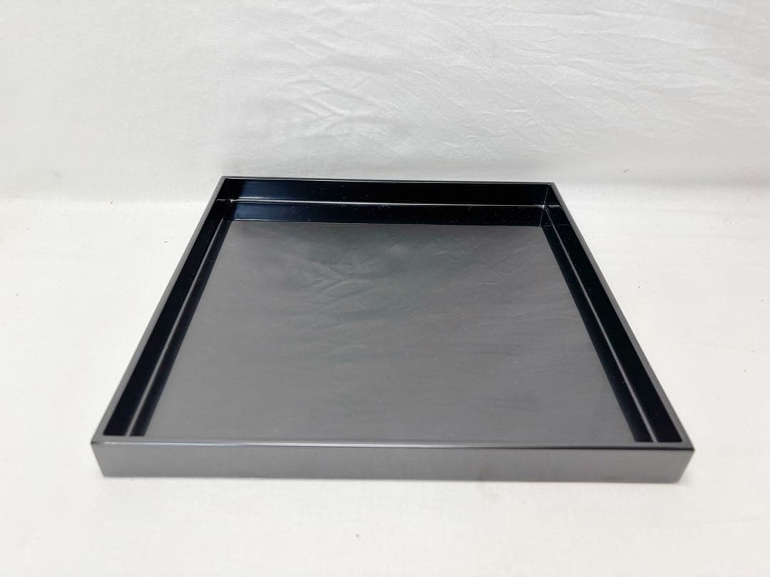 ほぼ未使用 懐石道具 木製黒真塗 会席膳 四方膳 5客揃 正角盆 懐石盆 紙箱