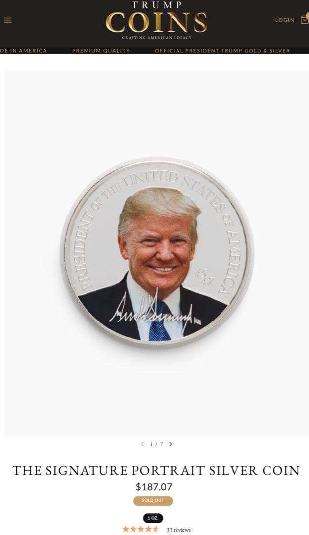 Donald J. Trump  1オンス 銀製 トランプ銀貨