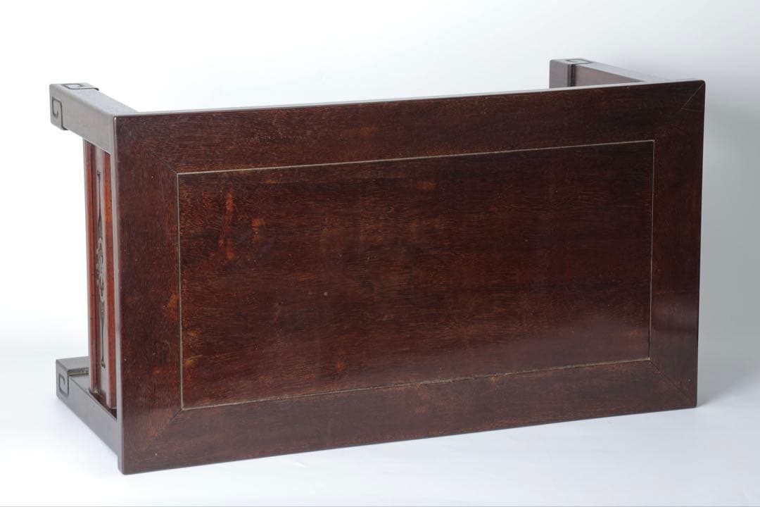 中国美術 細密彫刻 唐木 座卓 紫壇 香炉台 テーブル 机 時代物 骨董品