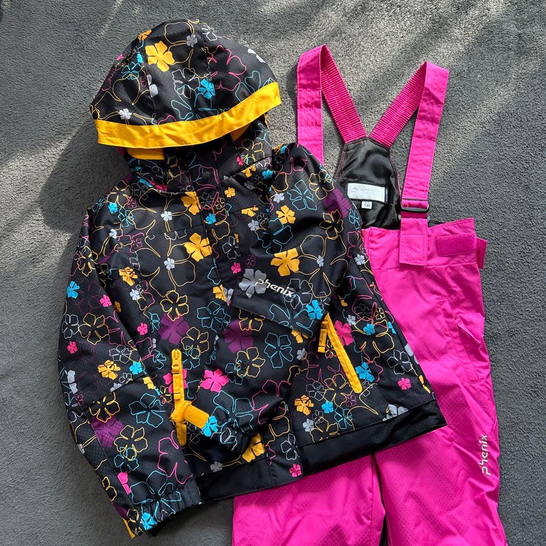 phenix スキーウェア 130cm 花柄 ピンク 上下セット