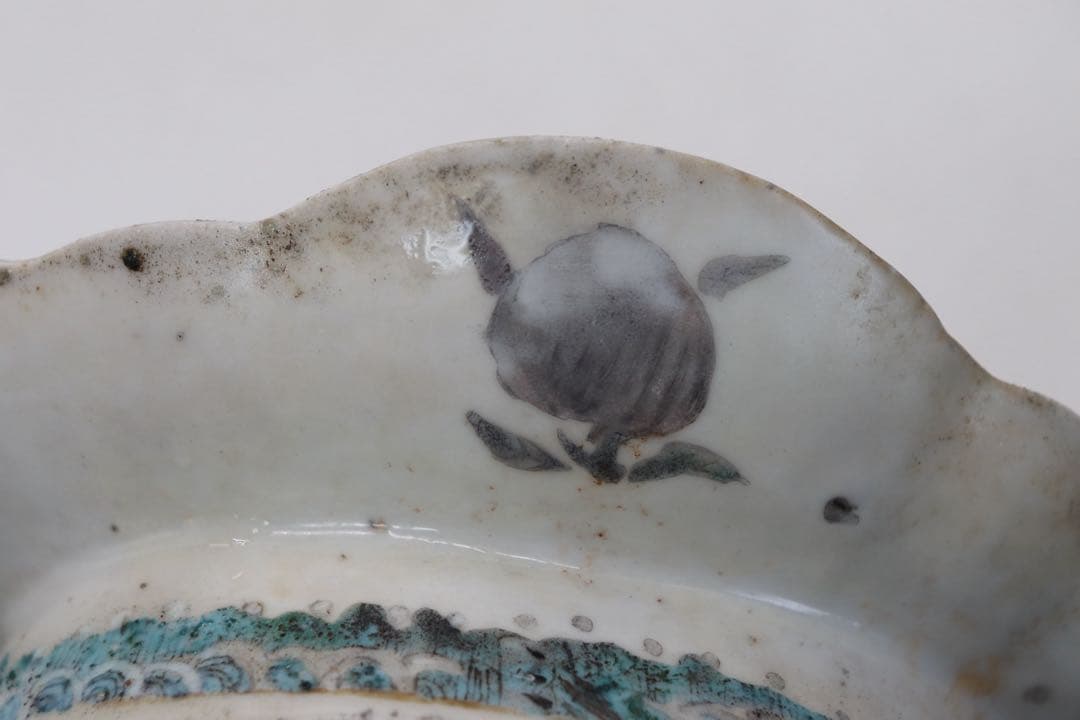 ※中国　清時代　粉彩　人物紋高台楕円皿　送料込み250529