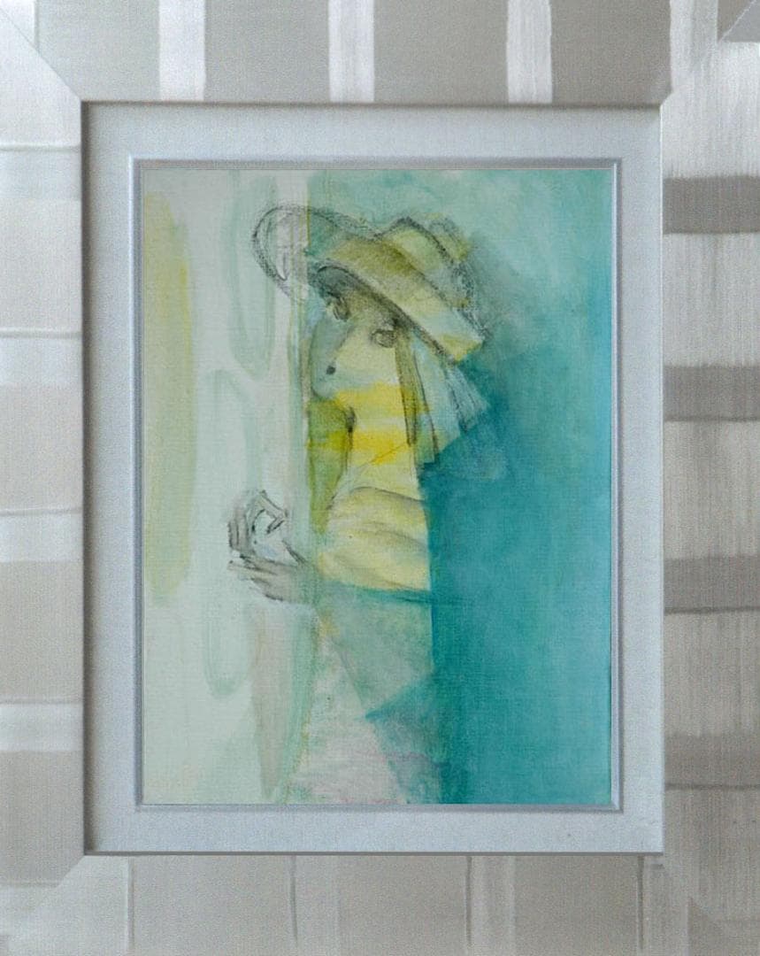 油絵 菅家令子 絵 絵画インテリア 額付( 銀) F4-071012 人物 女性