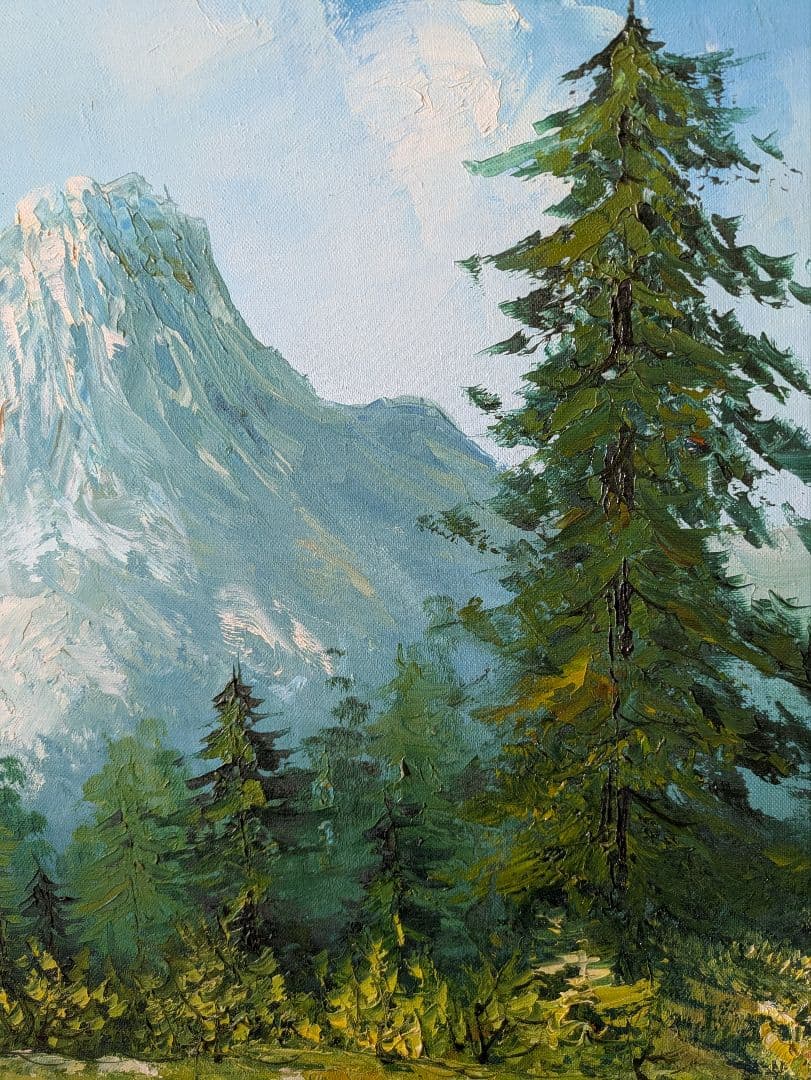 【さらに値下げ！】山と湖の風景 油彩画