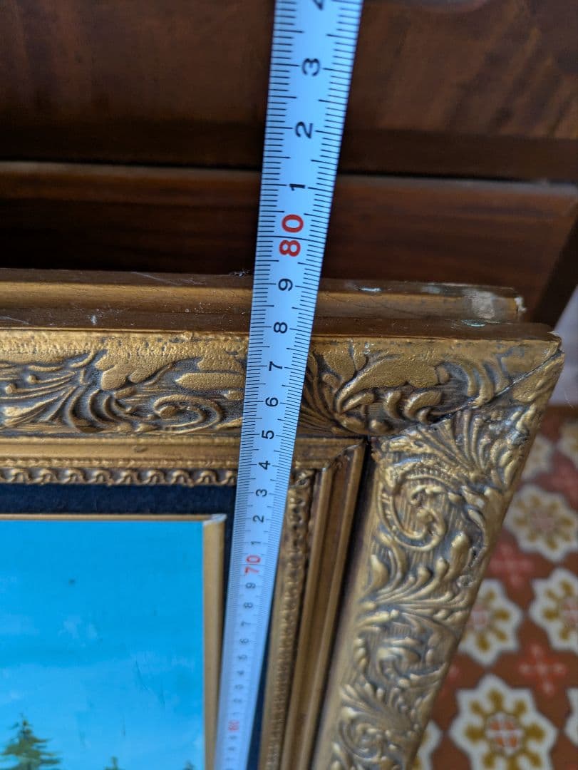 【さらに値下げ！】山と湖の風景 油彩画