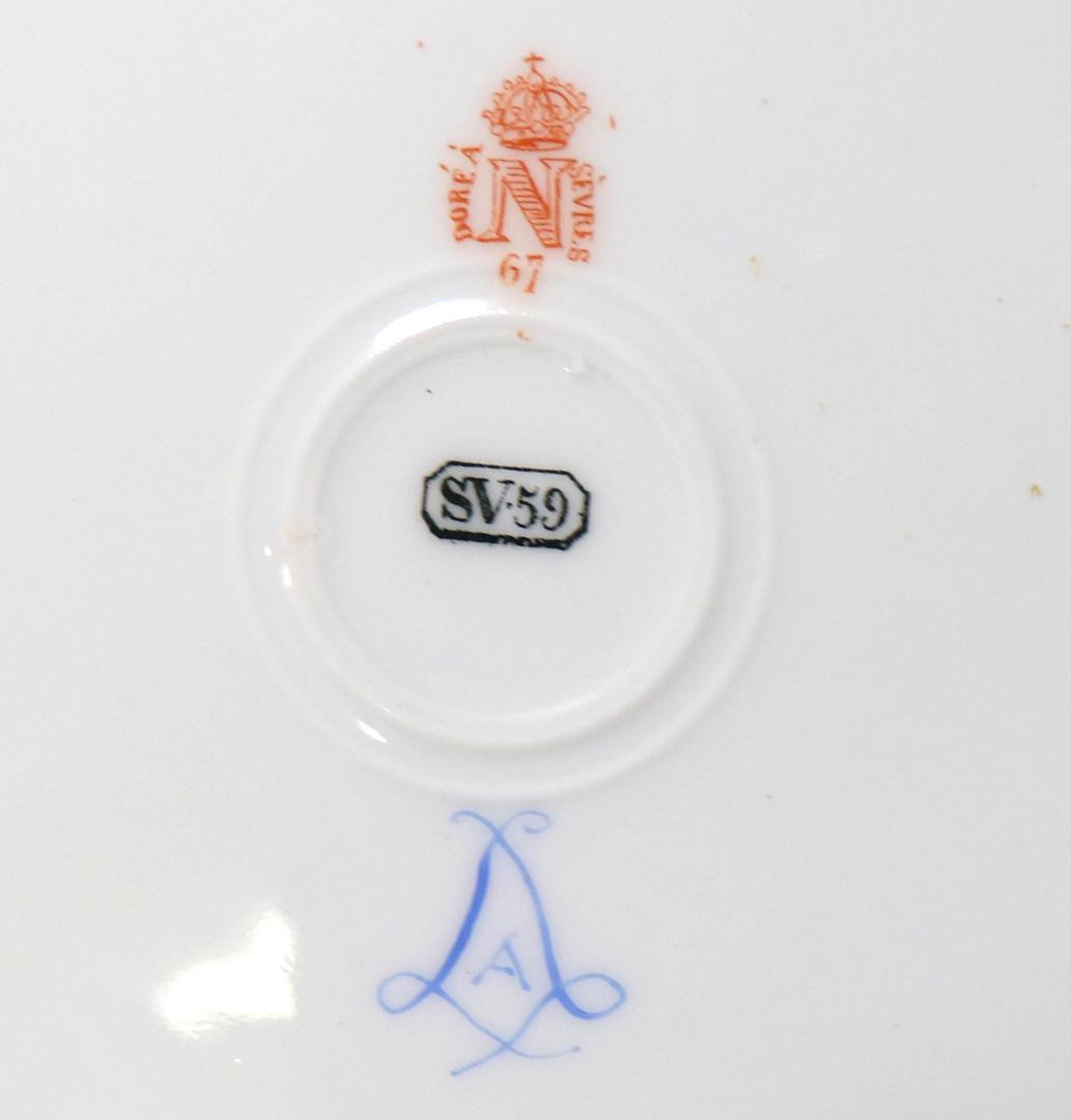 オールド・セーブル フランス第二帝政期1867年製 金彩天使図濃紺色大型プレート