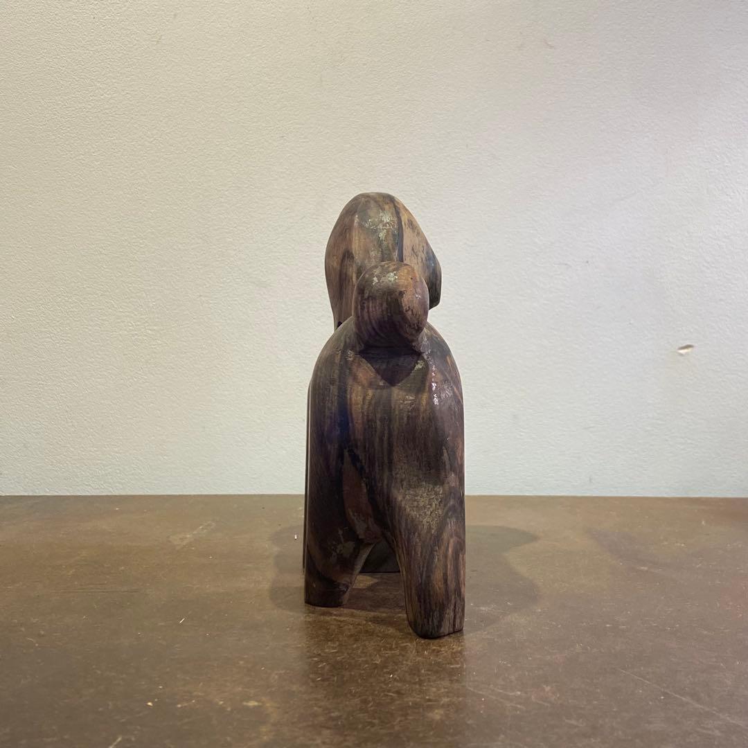 古い犬 木彫り アンティーク オブジェ アートピース