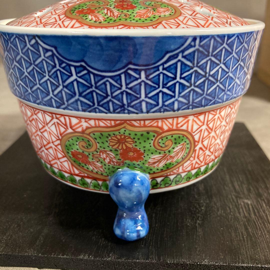 【源右衛門】古伊万里の伝統　日本の名窯　舘林源右衛門作　古伊万里間取亀甲文　香炉