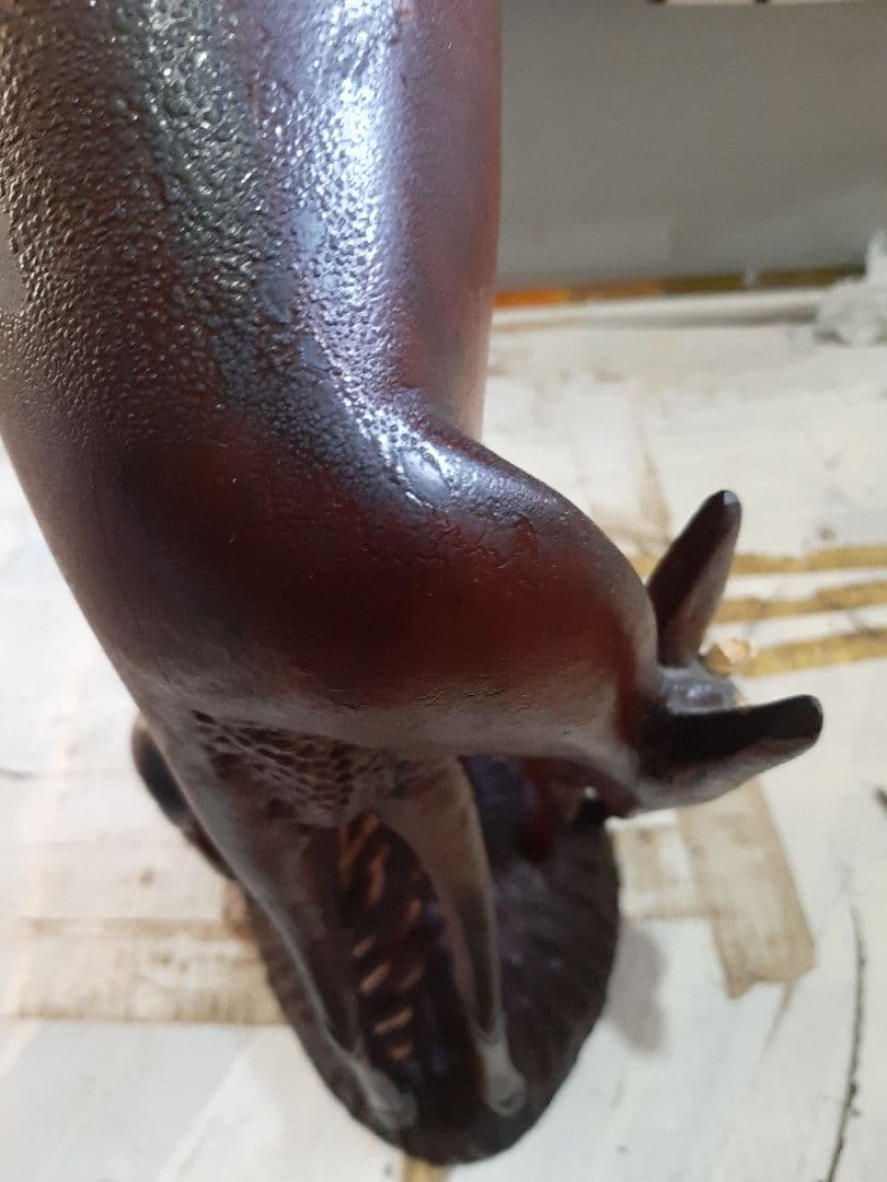 木製親子シカ彫刻 約