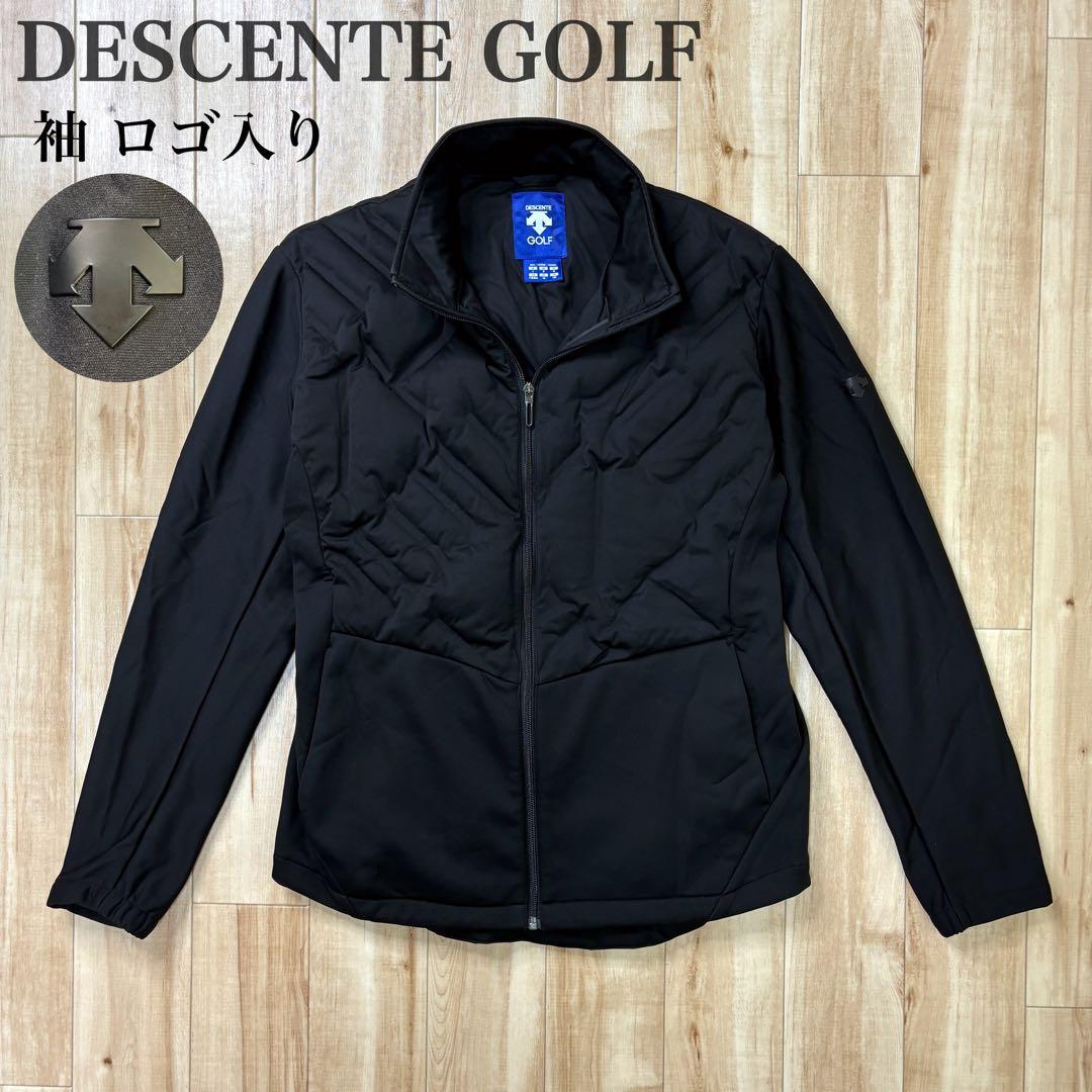 デサントゴルフ ダウンジャケット 袖ロゴ　黒　ブラック　フリース　Lサイズ