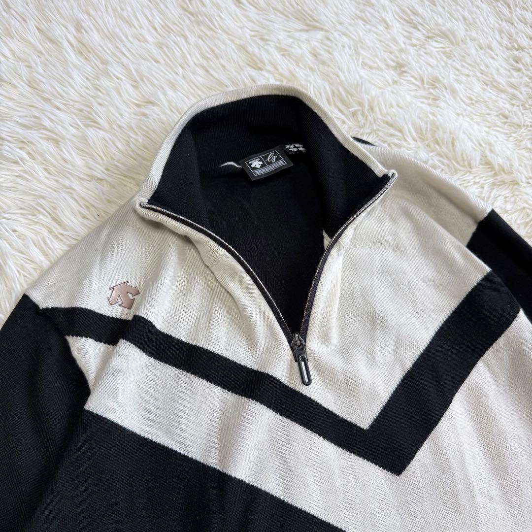 【デサントゴルフ】美品 ハーフジップ ニット ブラック XXLサイズ メンズ