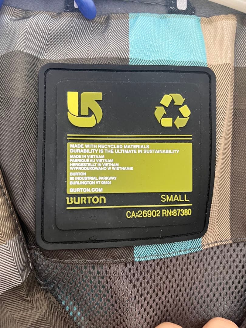 Burton チェック柄スノーボードジャケット S