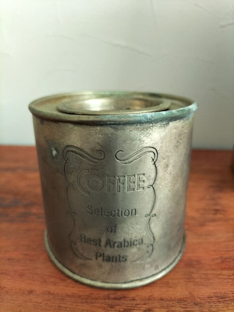 アンティーク イギリス オバル型 シルバープレート coffee コーヒー缶