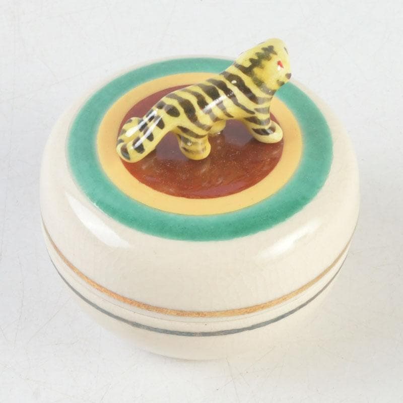 茶道具　萬古焼　加賀瑞山造　独楽　干支寅香合　共箱　V　9765