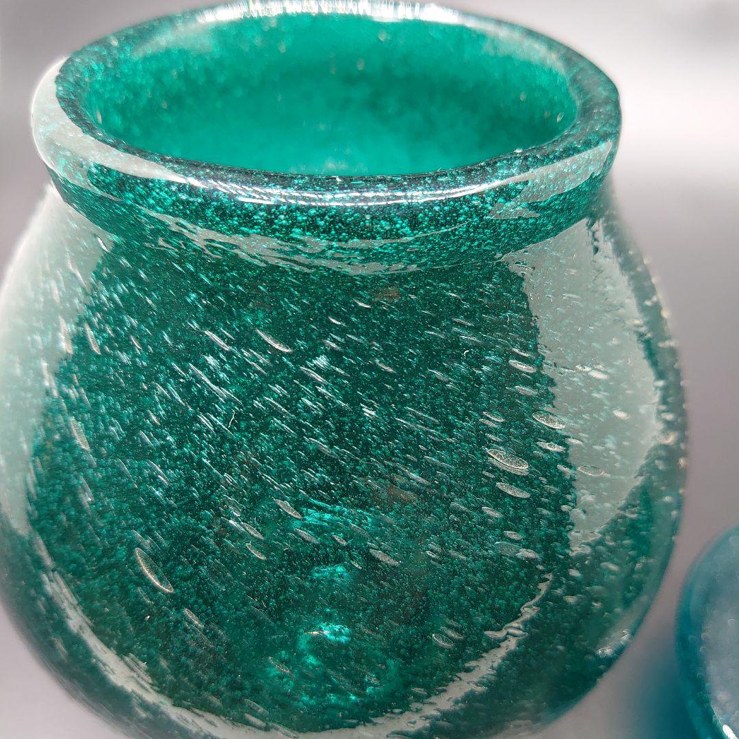 【倉敷ガラス】小谷眞三作 吹きガラス 肉厚の蓋付き瓶