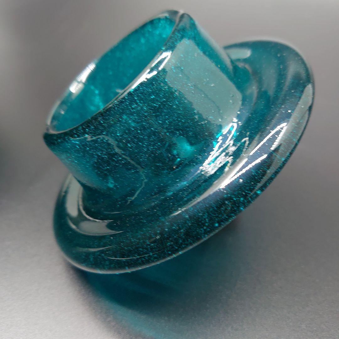 【倉敷ガラス】小谷眞三作 吹きガラス 肉厚の蓋付き瓶