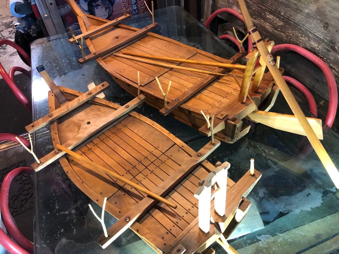 日本 昭和東京羽田 船大工 和船 大小2隻 工芸品 美術品 舟盛 模型 匠