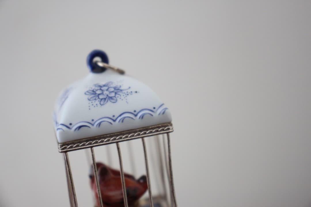 フランス　リモージュボックス　鳥籠　小物入れ　ピルケース