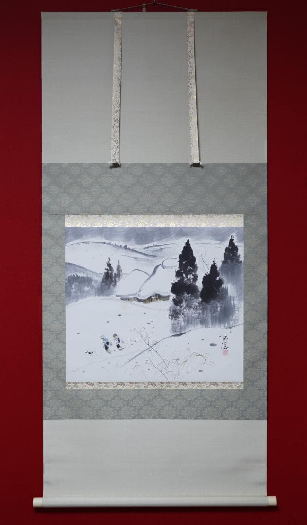 日本画・掛軸装・真作保証・雪景・小林五浪・福島県会津出身、洋画、古美術