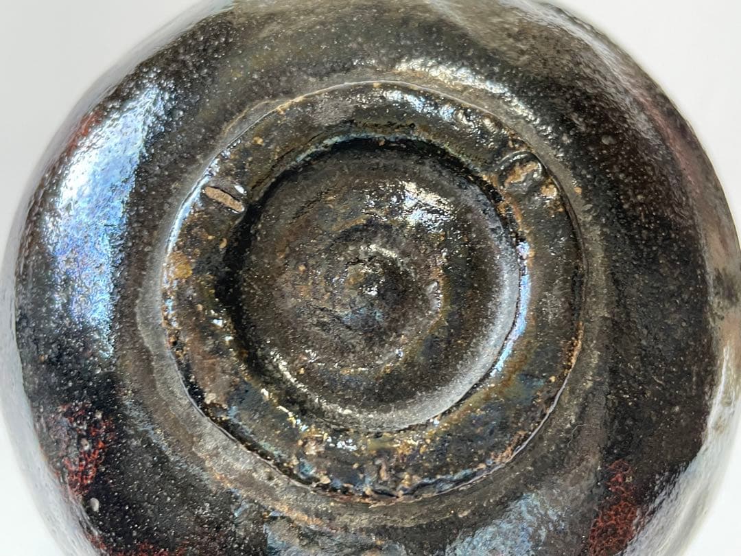 骨董　黒茶碗　黒楽茶碗　樂茶碗　アンティーク　楽焼　箱付き　一入作　了入