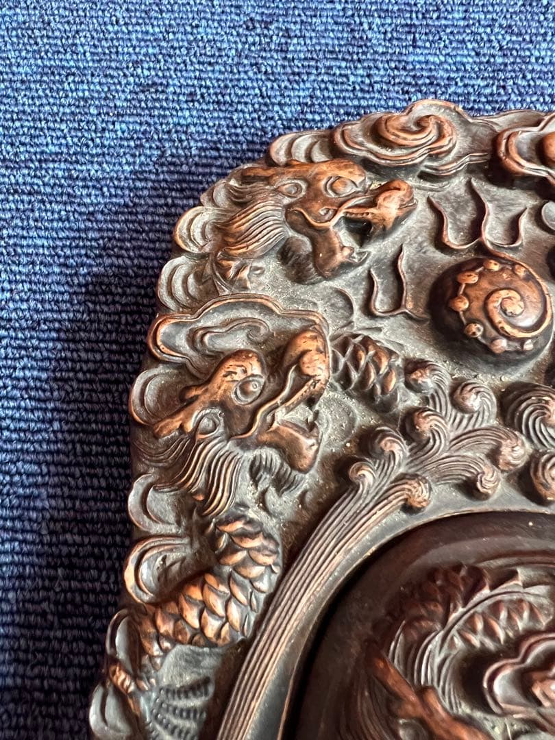 1193 中国　骨董　墨宝閣　龍文硯　時代物