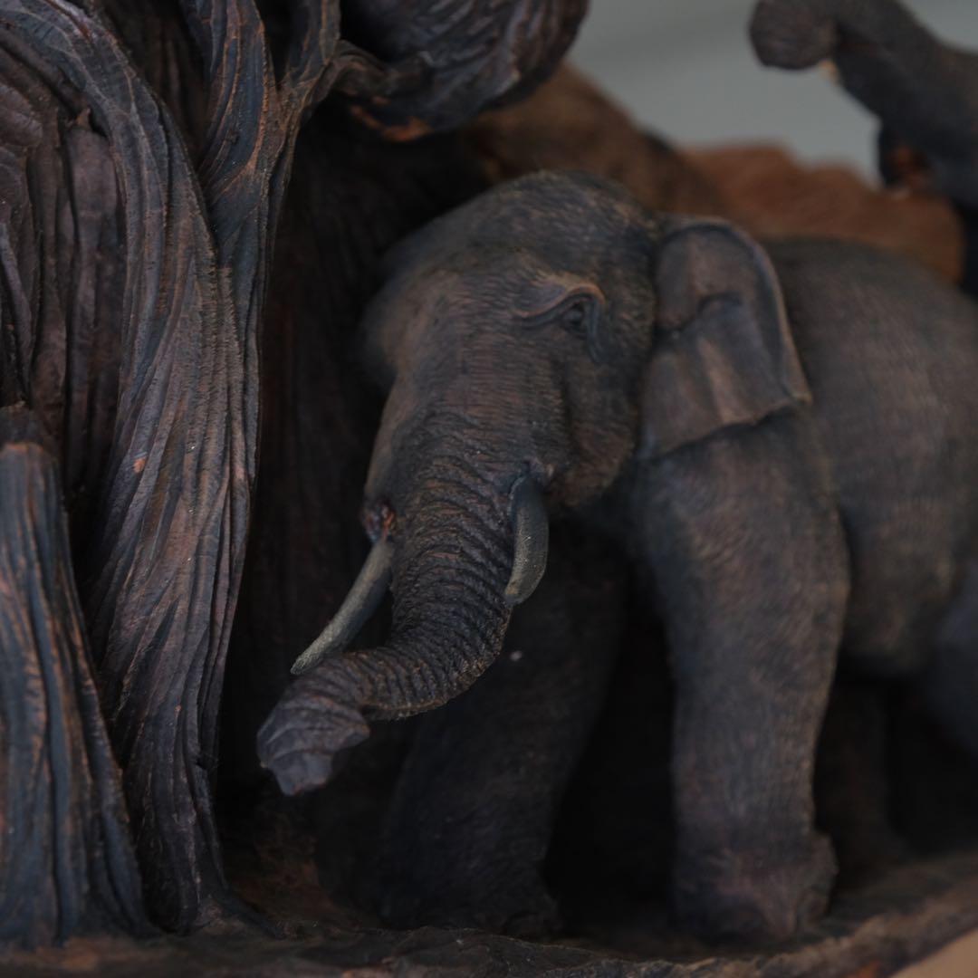 象の木彫　彫刻 オブジェ アート 芸術 美術 古道具 アンティーク 骨董