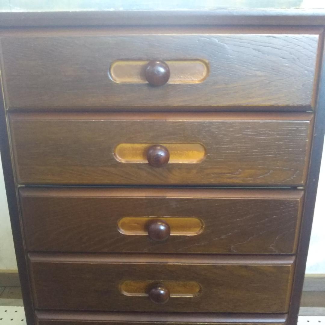 昭和レトロ　書類入れ　引き出し　７段チェスト　収納　小物入れ　木製　アンティーク