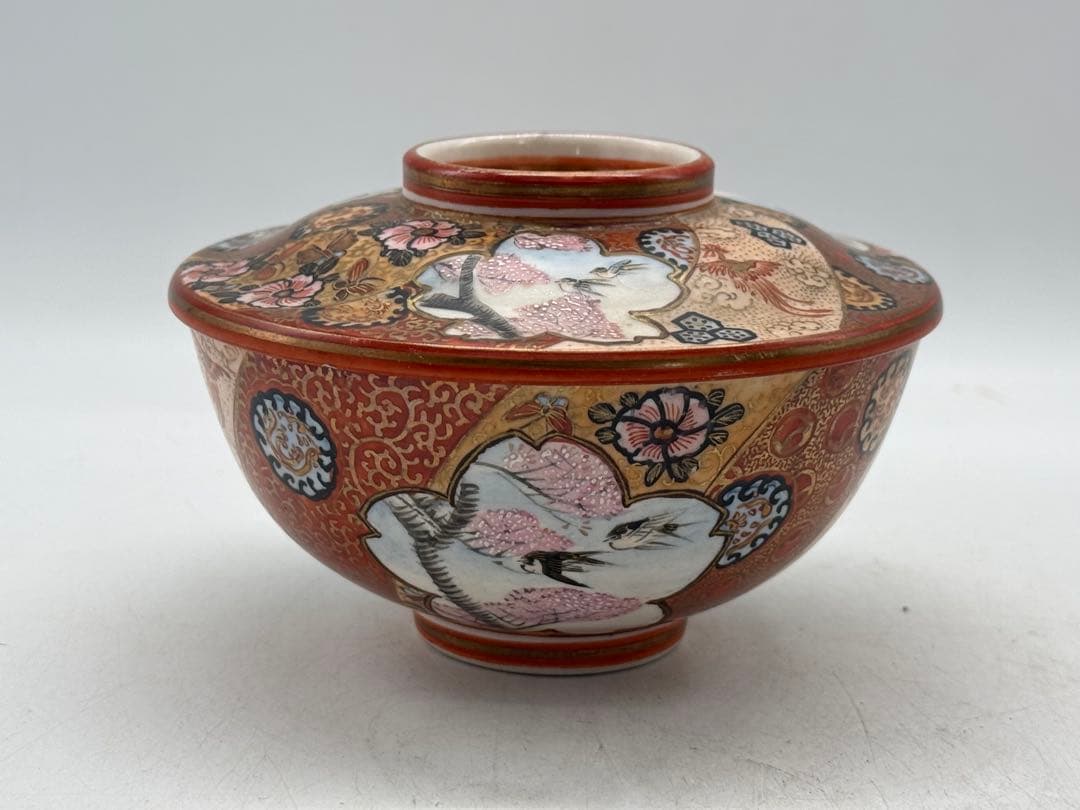 明治　極上　九谷　蓋茶碗②　九谷谷口造　送料込み250130