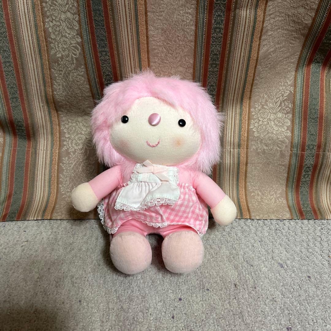 昭和 レトロ ぬいぐるみ 女の子 カラフル かわいい ピンク イエロー 3体