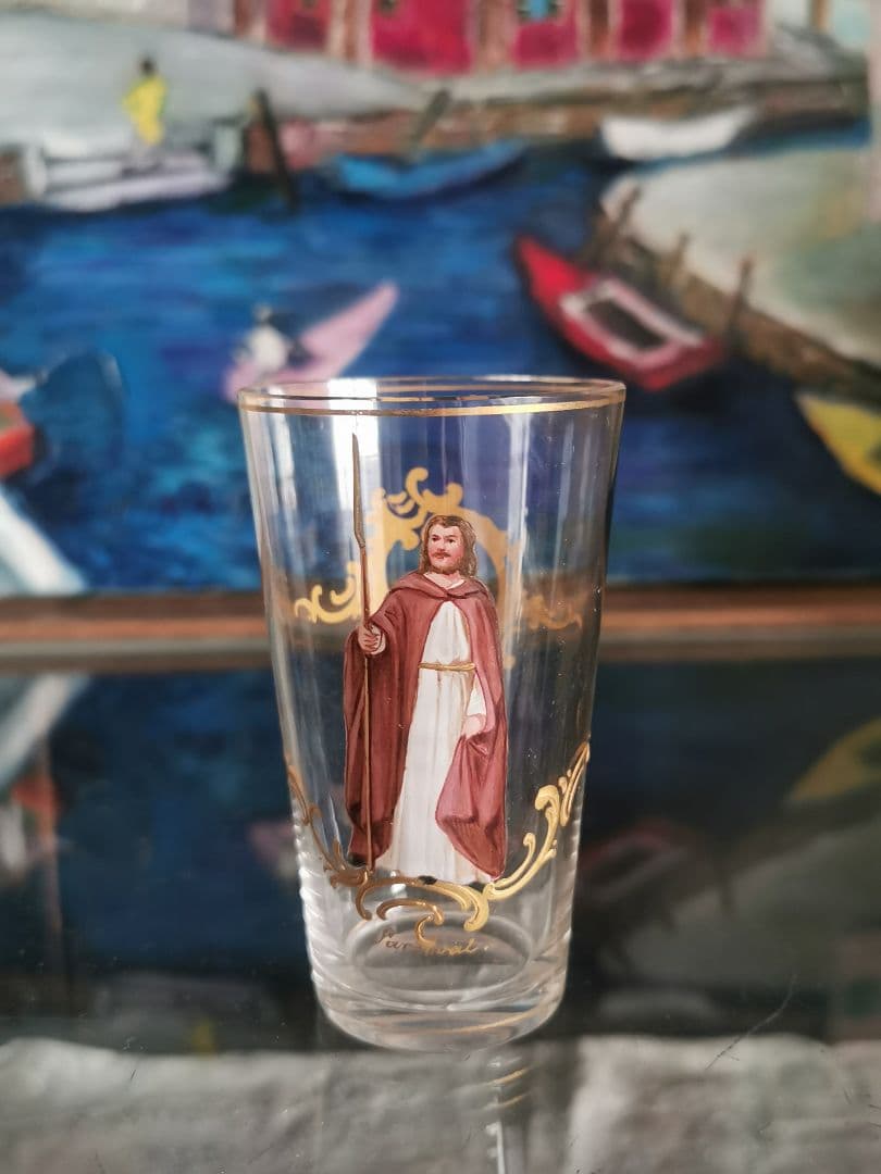 アンティーク ロブマイヤー ウィーン手描エナメル金彩 オペラ歌劇ショットグラス