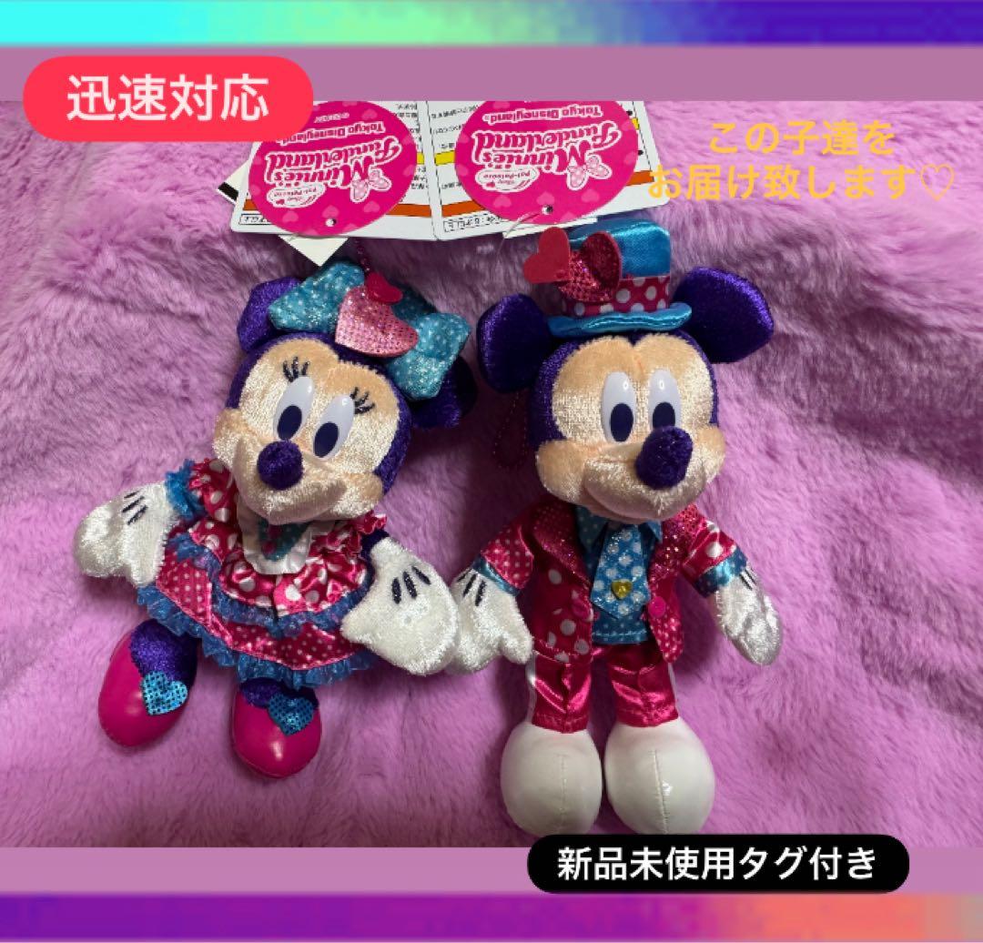 新品未使用♡ディズニーパルパルーザ　ミニー&ミッキーぬいぐるみバッジ①
