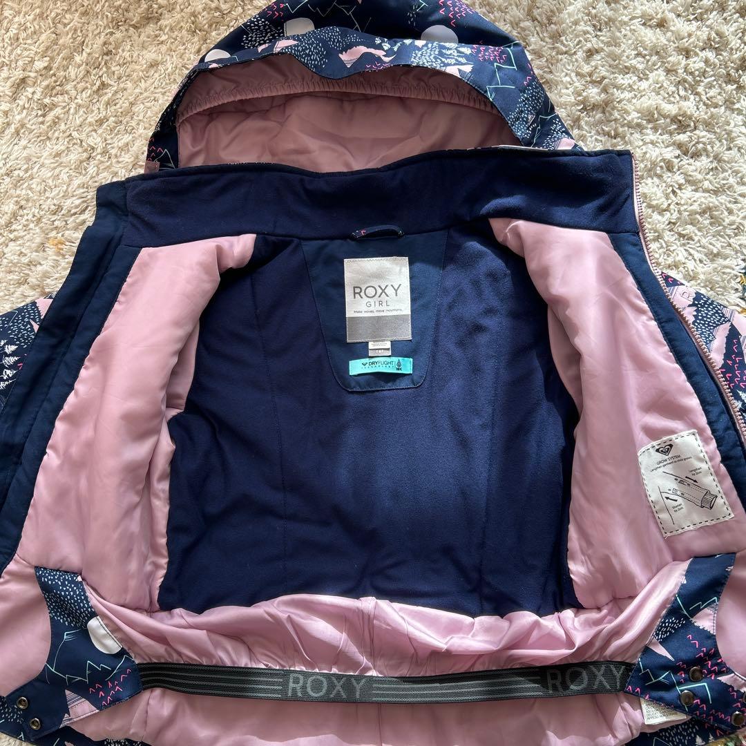 ロキシー　キッズ　スキーウェア　上下　グローブ　猫耳、耳当て付きニット帽　計5点