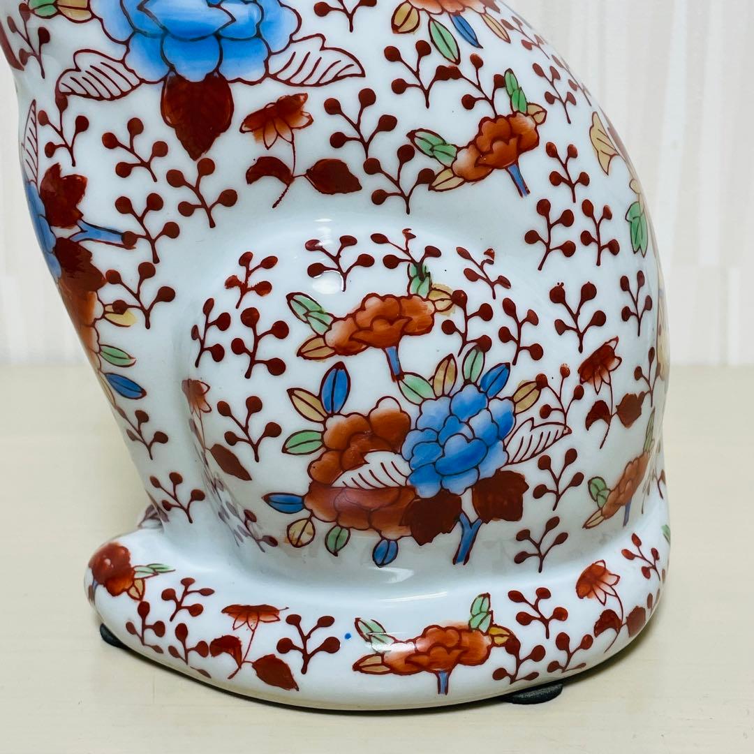 大型 古伊万里 金彩 色絵 猫 置物 陶器製 縁起物 アンティーク