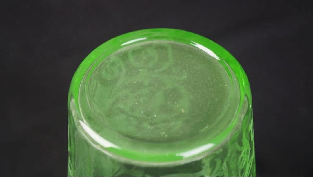 ウランガラス 洋風 唐草花文 アイスペール バケツ アール・デコ