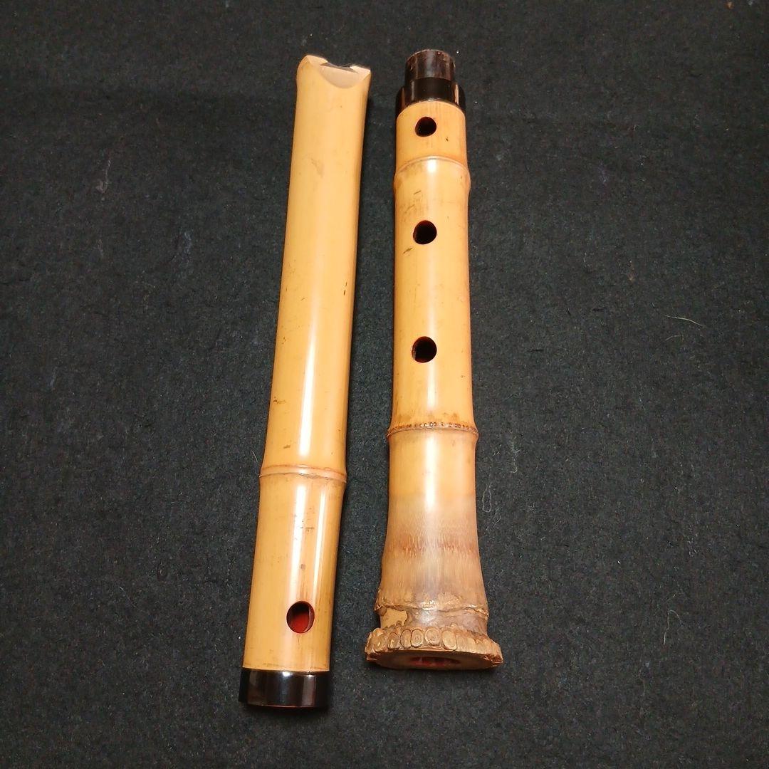 和楽器　尺八　本体 銘有　竹製 5穴　縦笛　和楽